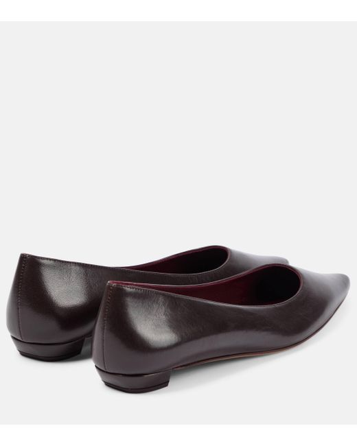 The Row Brown Claudette Leather Ballet Flats