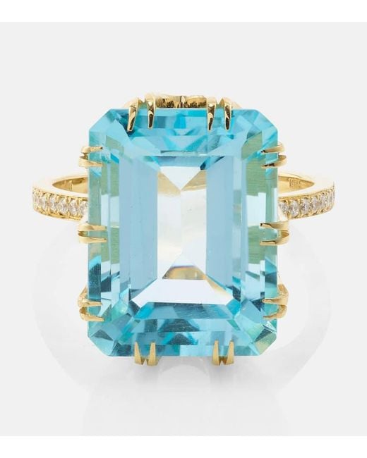 Ileana Makri Blue Ring aus 18kt Gelbgold mit Topas und Diamanten
