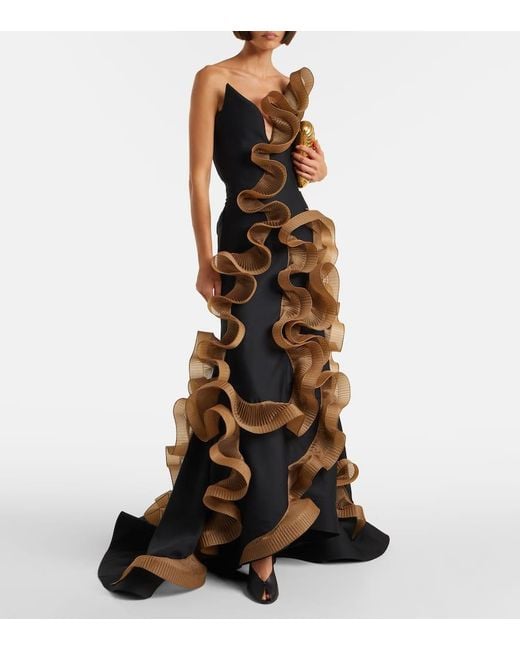 Maticevski Black Explode Ruffled Wool And Silk Gown