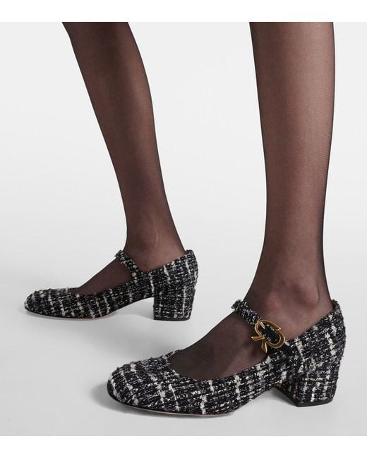Gianvito Rossi Black Mary Ribbon 45 Boucle Mary Jane Pumps