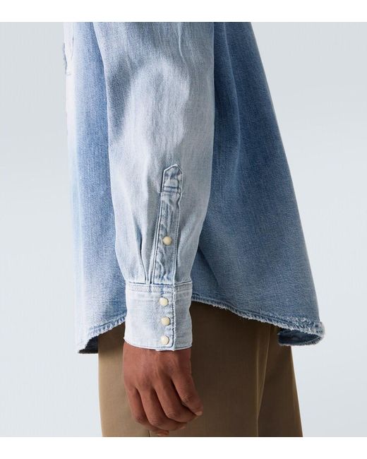 Visvim Blue Distressed Denim Shirt for men