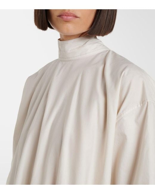 Lemaire White Tie-Neck Cotton And Silk Shirt Dress