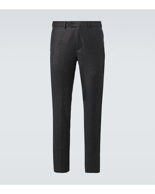Loro Piana Black Carlo Wool And Cashmere Straight Pants for men