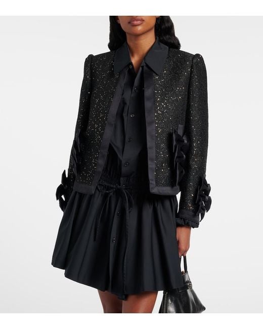 Noir Kei Ninomiya Black Satin-Trimmed Sequined Jacket