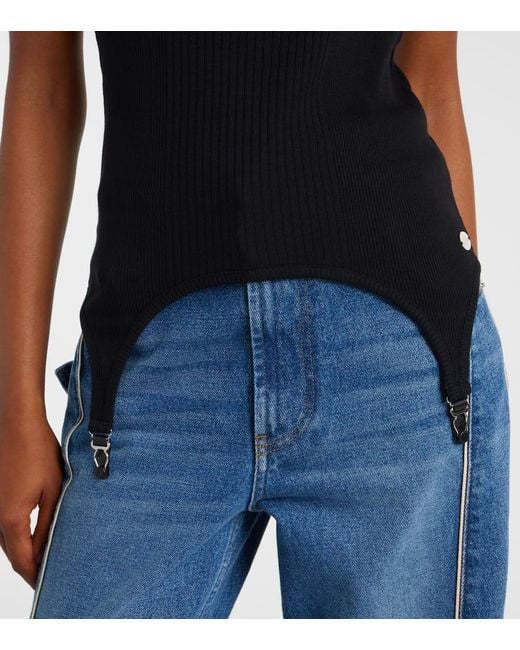 Tank Top De Jersey De Algodon Acanalado Jean Paul Gaultier de color Black