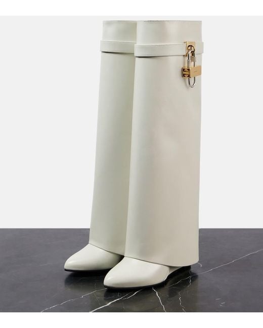 Givenchy White Stiefel Shark Lock Aus Leder