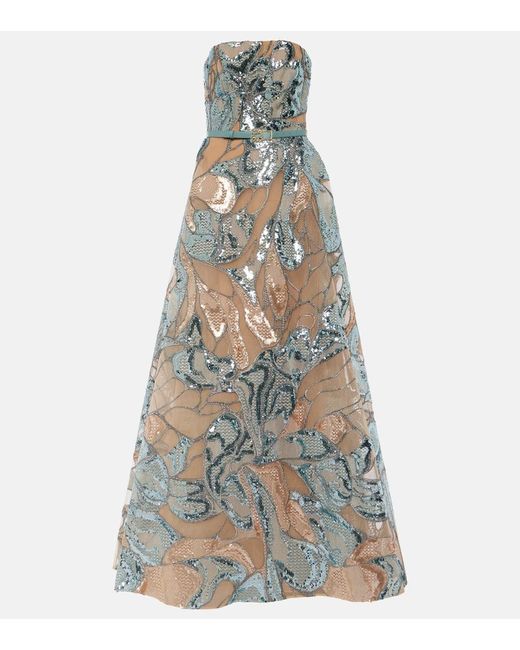 Elie Saab White Bestickte Robe Thalassa aus Tuell