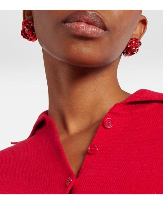 Boucles D'Oreilles Rose A Cristaux Magda Butrym en coloris Red