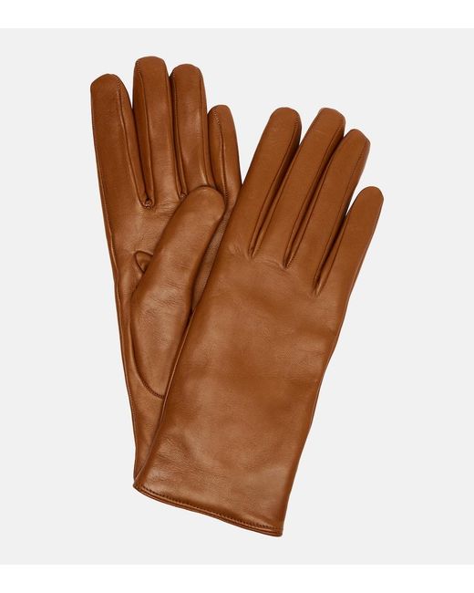 Nour Hammour Brown Leather Gloves
