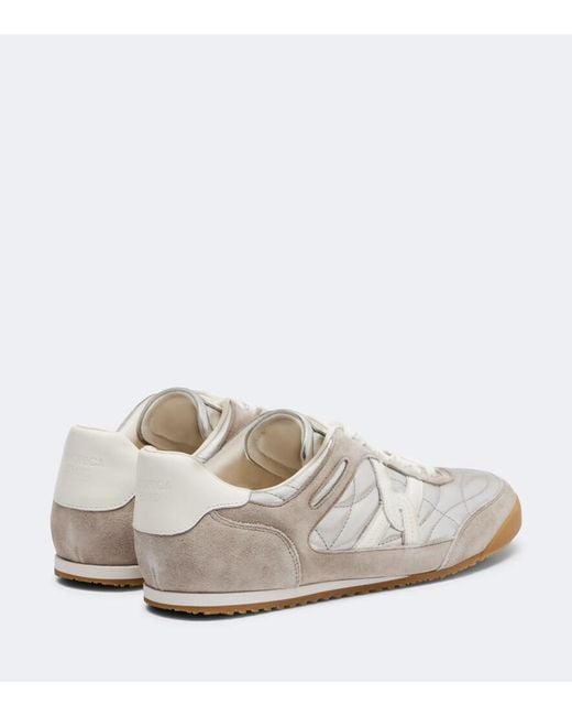 Veronica Beard White Quilted Suede-Trimmed Leather Sneakers