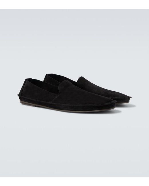 The Row Black Tyler Suede Loafers for men