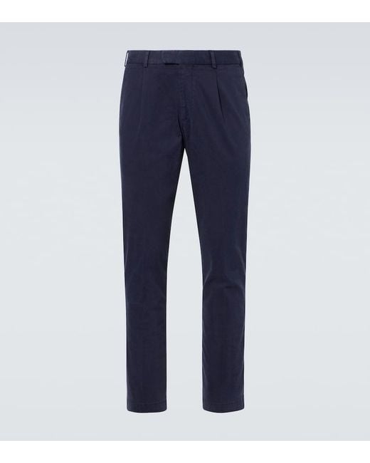 Thom Sweeney Blue Cotton Straight Pants for men
