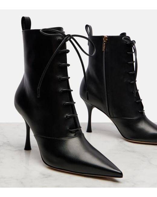 Botas De Piel Con Cordones Gianvito Rossi de color Black