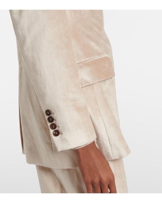 Brunello Cucinelli Natural Cotton-Blend Velvet Blazer