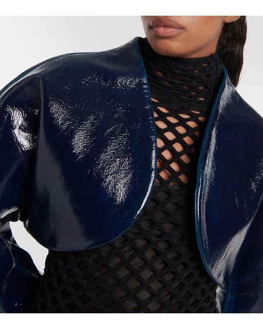 Alaïa Blue Coated Wool Cropped Jacket