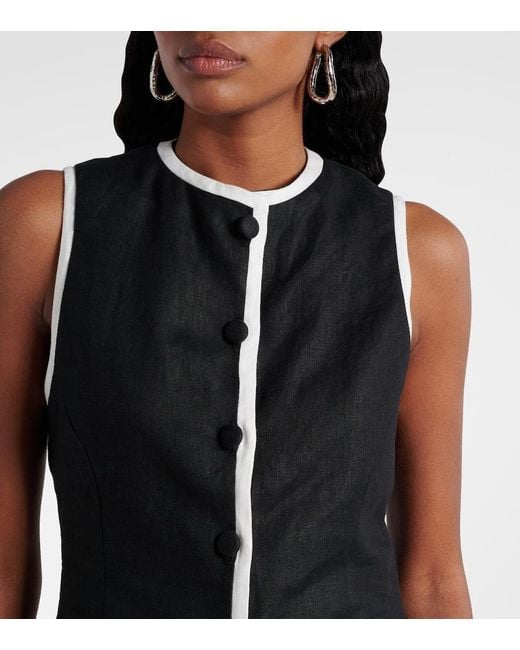 Faithfull The Brand Black Leria Linen Minidress