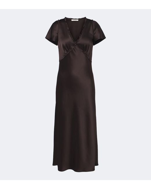 Dorothee Schumacher Black Shiny Statement Satin Midi Dress