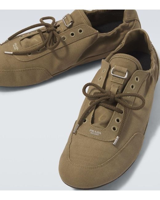 Prada Green Collapse Canvas Sneakers for men