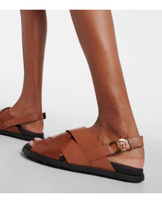 Tod's Brown Woven Leather Sandals