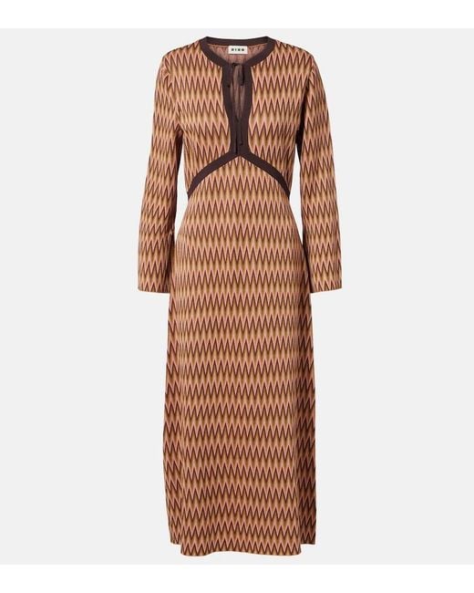 Rixo Brown Pamela Jacquard Midi Dress