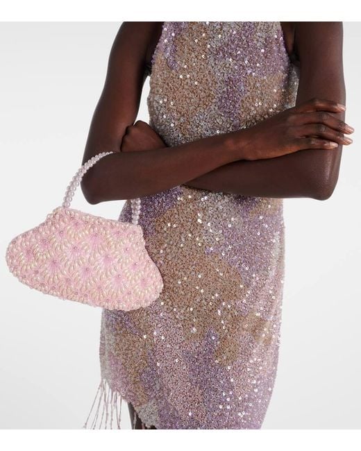 Clio Peppiatt Pink Scallop Mini Embellished Tote Bag