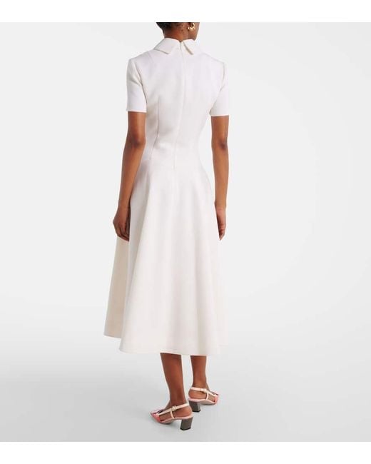 Emilia Wickstead White Jody Pleated Wool Midi Dress