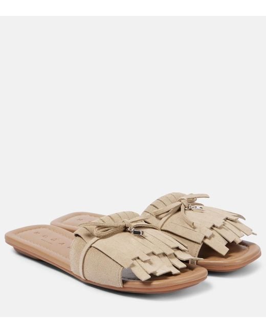 Hogan Natural H685 Fringed Suede Slides