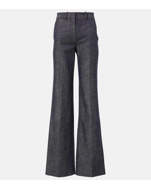 Joseph Blue Morissey Wool And Cotton Flared Pants