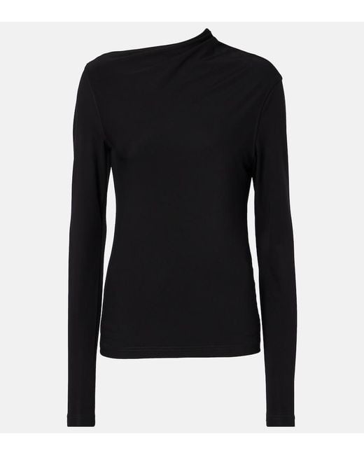 Totême Black Draped Jersey Top