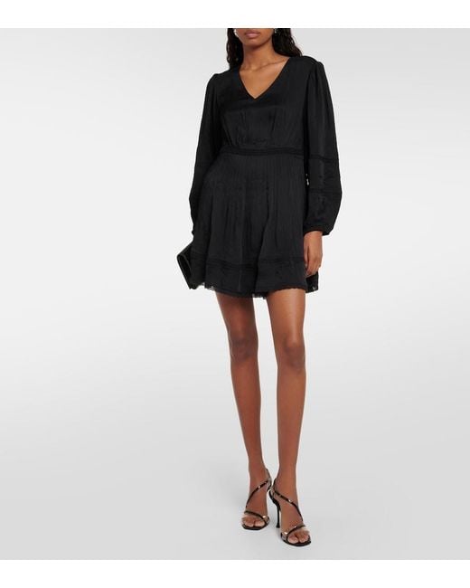 Velvet Black Bethel Lace-Trimmed Minidress