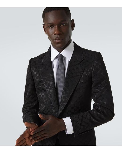 Gucci White Gg Silk Jacquard Tie for men