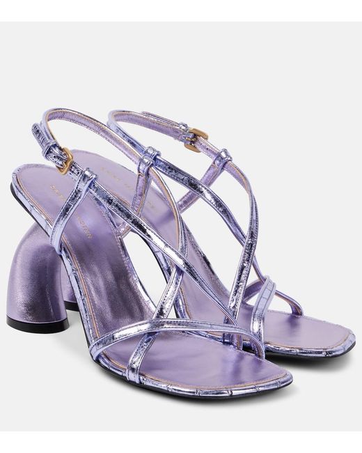 Dries Van Noten Purple Metallic Leather Sandals