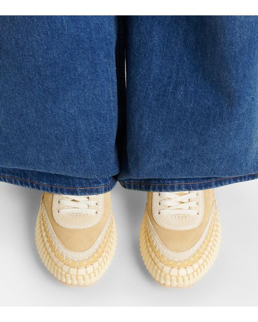 Chloé Natural Nama Suede Platform Sneakers