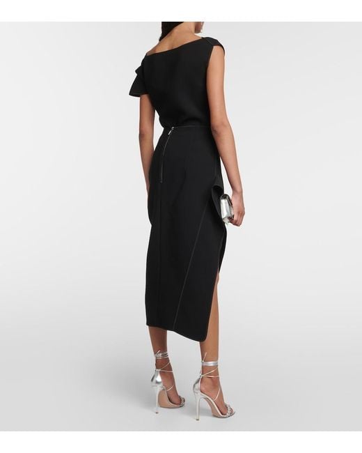 Maticevski Black Narrate Side-Slit Crepe Pencil Skirt