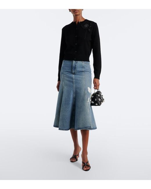 Erdem Black Beaded Wool Cardigan