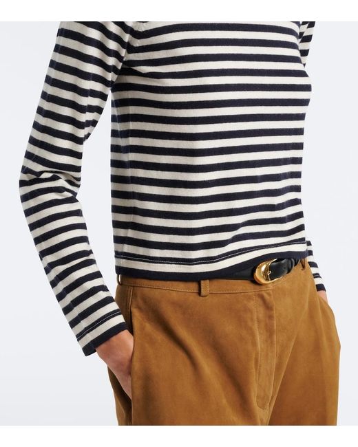 Extreme Cashmere Black N°451 Lisa Striped Cotton And Cashmere Top