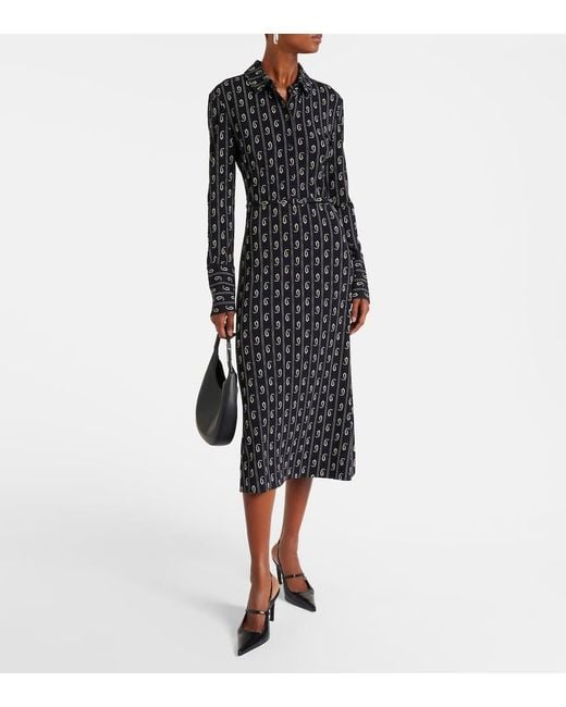 Abito Midi Con Stampa di Tory Burch in Black