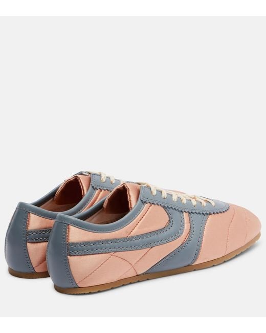 Dries Van Noten Blue Leather-Trimmed Satin Sneakers
