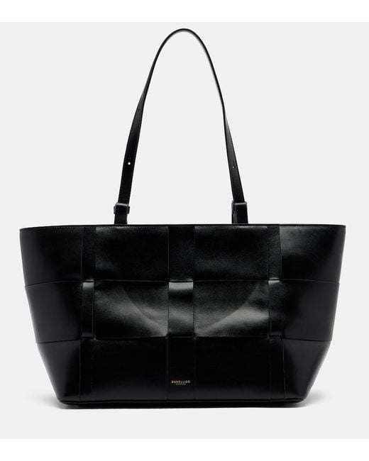 DeMellier London Black Florence Large Woven Leather Tote Bag