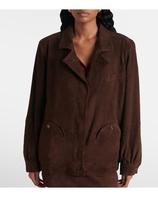 Blazé Milano Brown Cleo Suede Bomber Jacket