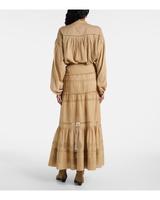 Isabel Marant Natural Dusta Lace-Trimmed Cotton Miniskirt
