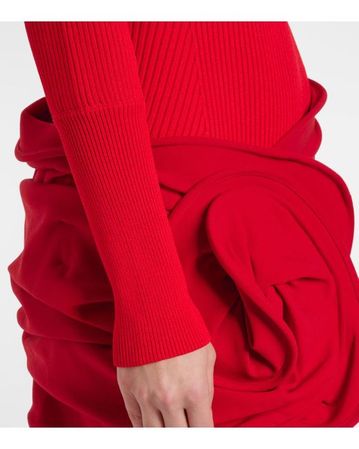 Magda Butrym Red Ribbed-knit Turtleneck Bodysuit