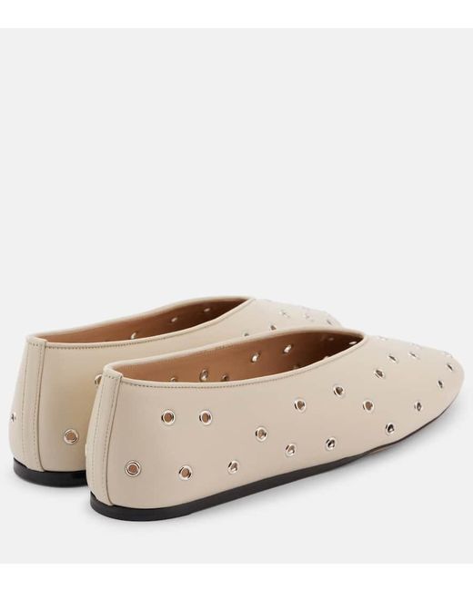 Le Monde Beryl Natural Verzierte Ballerinas Regency Aus Leder