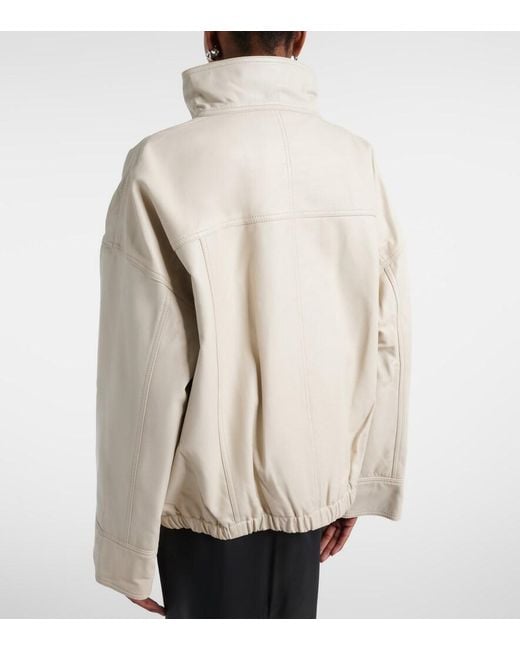 Rohe White Leather Bomber Jacket