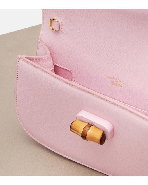 Gucci Pink Bamboo Leather Clutch