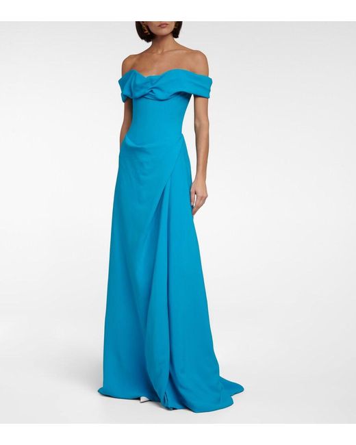 Vivienne Westwood Oriana Crepe Off-shoulder Gown in Blue | Lyst