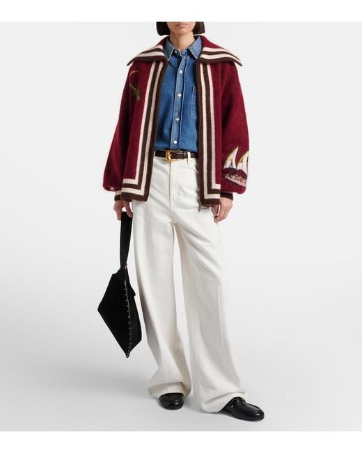 ALÉMAIS Red X Mokshini Mohair And Wool-Blend Cardigan
