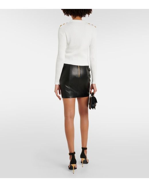 Balmain White Embellished Knitted Top