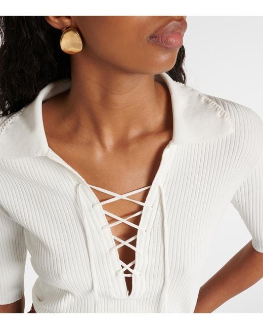 FRAME White Ribbed-Knit Sweater