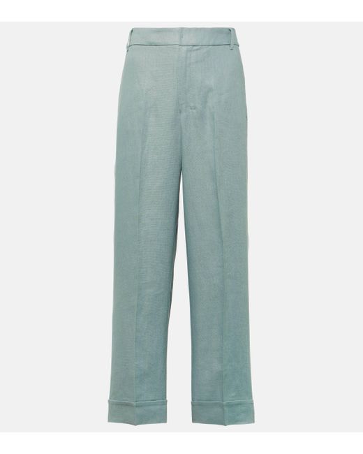 Pantalon ample Salix en lin Max Mara en coloris Blue